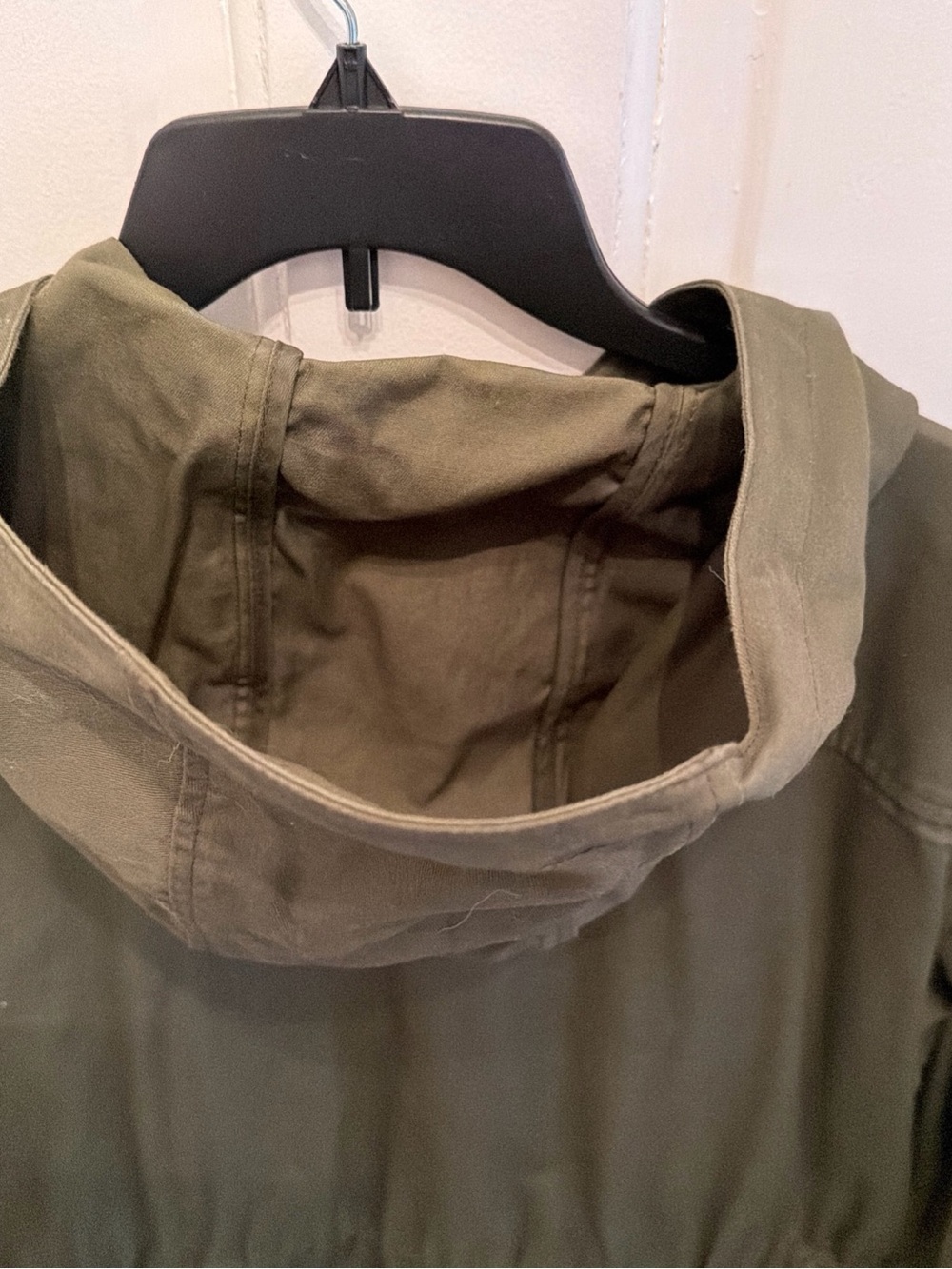 J.Crew Women's L Olive Green Hooded Utility Field Jacket Cotton Drawstring - Picture 5 of 9